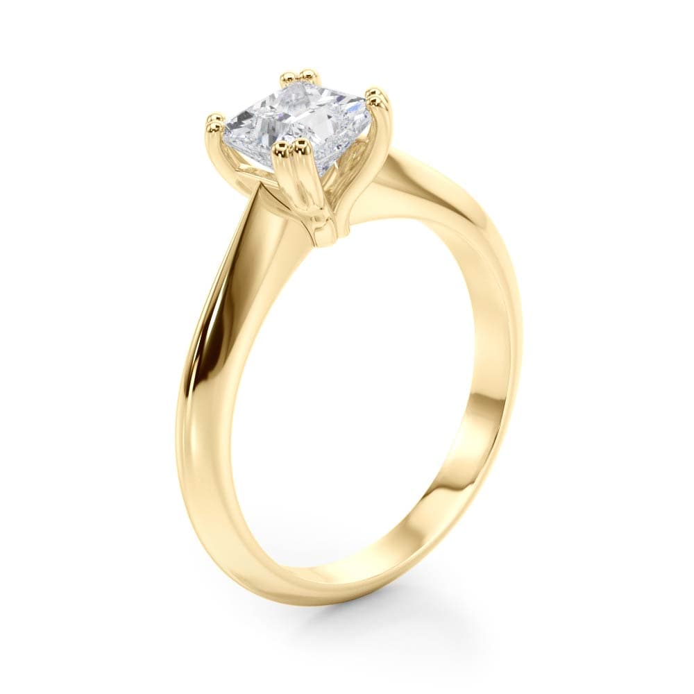 Double Prong Cu Engagement Ring, style 84962, Angle view in yellow gold