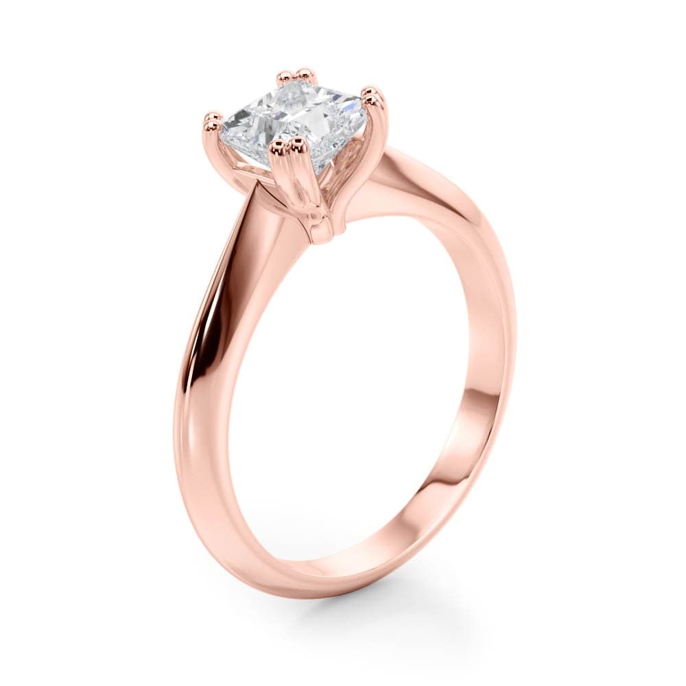 Double Prong Cu Engagement Ring, style 84962, Angle view in rose gold