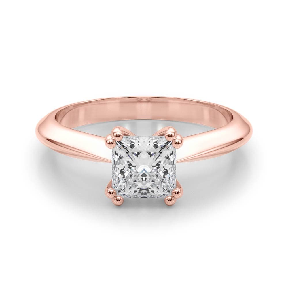 Double Prong Cu Engagement Ring, style 84962, On hand view in rose gold