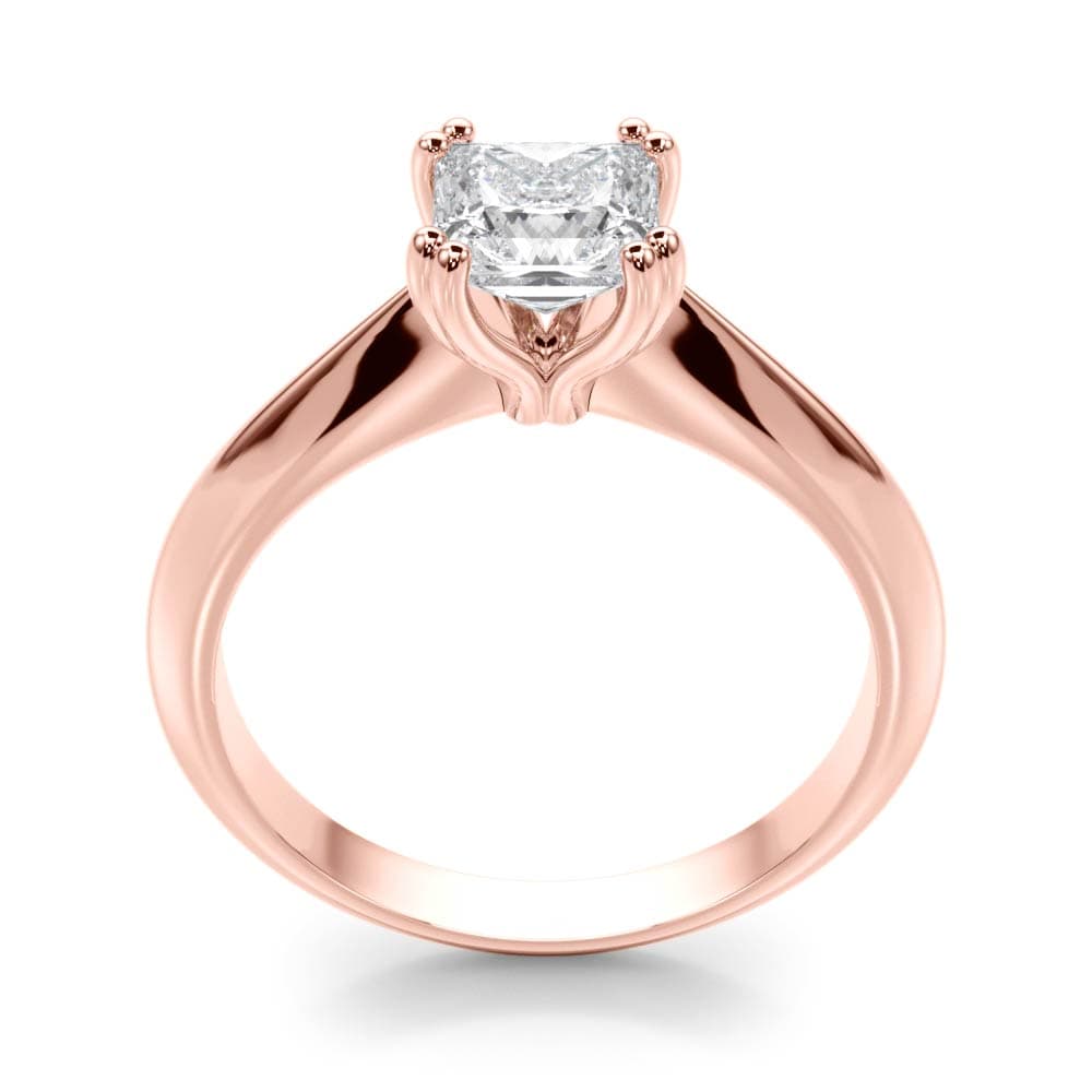 Double Prong Cu Engagement Ring, style 84962, Top view in rose gold