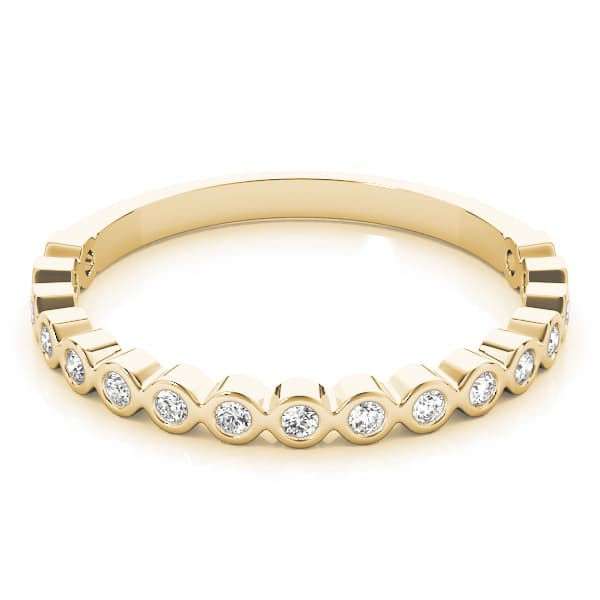 Stackable Bezel Set Band (1/8 ct. tw.), On hand view in yellow gold