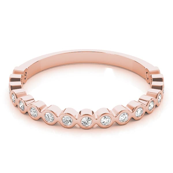 Stackable Bezel Set Band (1/8 ct. tw.), On hand view in rose gold