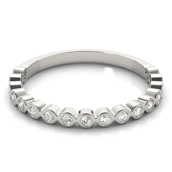 Stackable Bezel Set Band (1/8 ct. tw.), On hand view in white gold or platinum