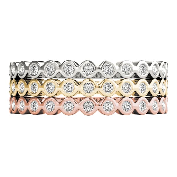 Stackable Bezel Set Band (1/8 ct. tw.), Top view in white gold or platinum