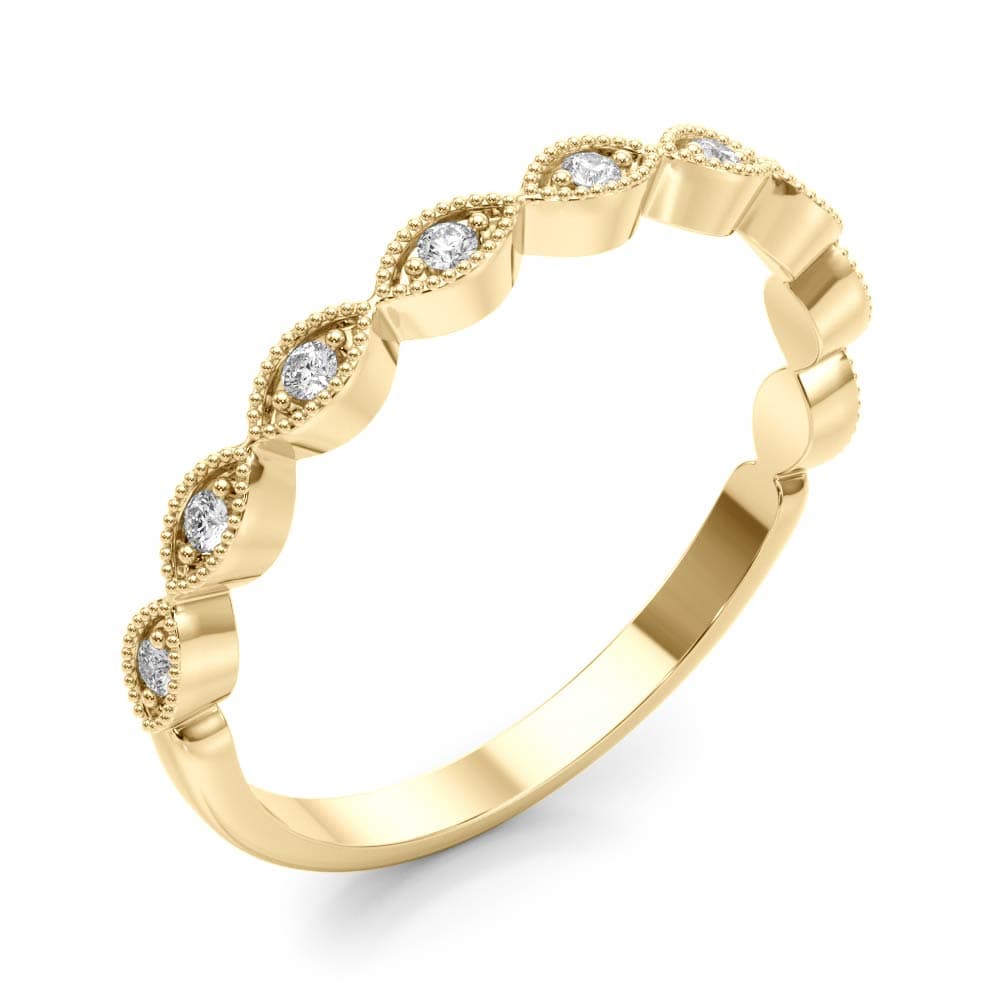 Marquise Shaped Stackable Band (0.07 ct. tw.), Angle view in yellow gold