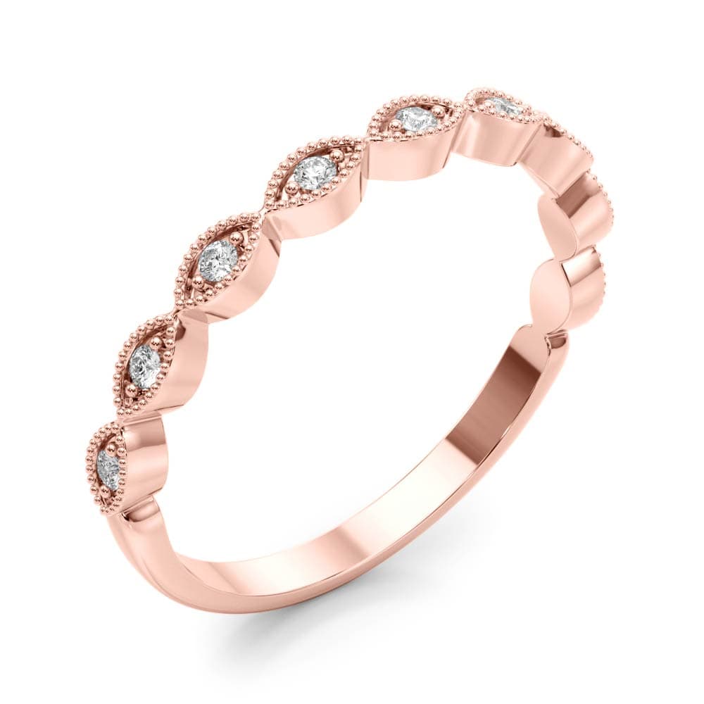 Marquise Shaped Stackable Band (0.07 ct. tw.), Angle view in rose gold