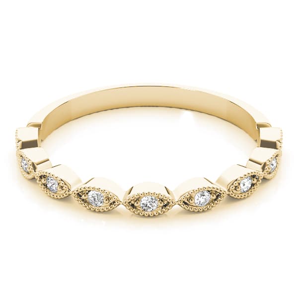 Marquise Shaped Stackable Band (0.07 ct. tw.), On hand view in yellow gold