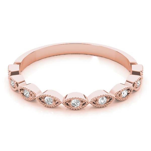Marquise Shaped Stackable Band (0.07 ct. tw.), On hand view in rose gold