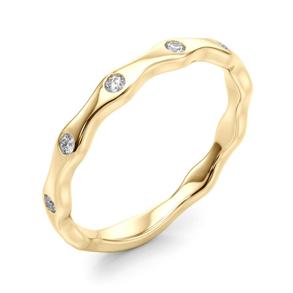 Bezel Set Stackable Band (1/8 ct. tw.), Angle view in yellow gold