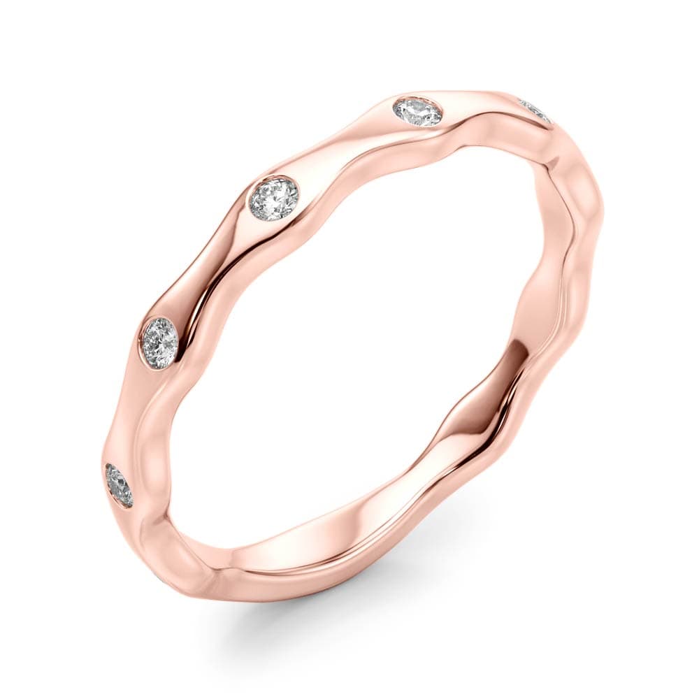 Bezel Set Stackable Band (1/8 ct. tw.), Angle view in rose gold
