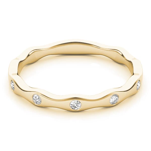 Bezel Set Stackable Band (1/8 ct. tw.), On hand view in yellow gold