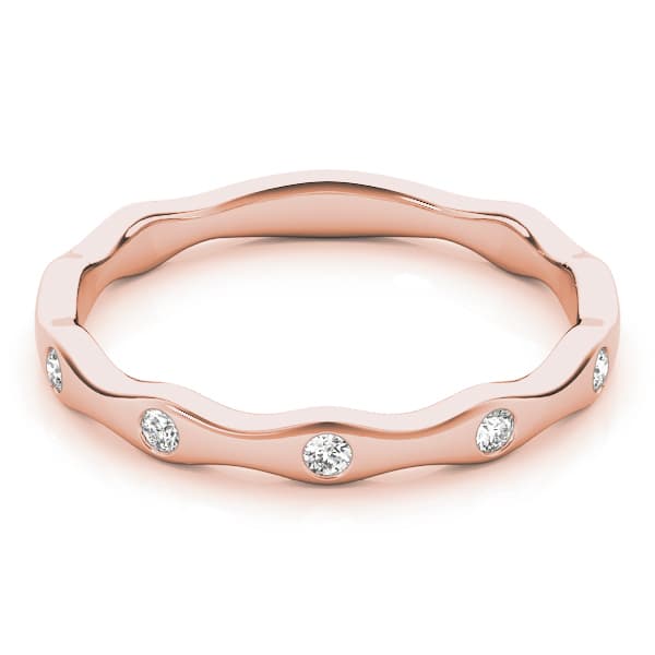 Bezel Set Stackable Band (1/8 ct. tw.), On hand view in rose gold
