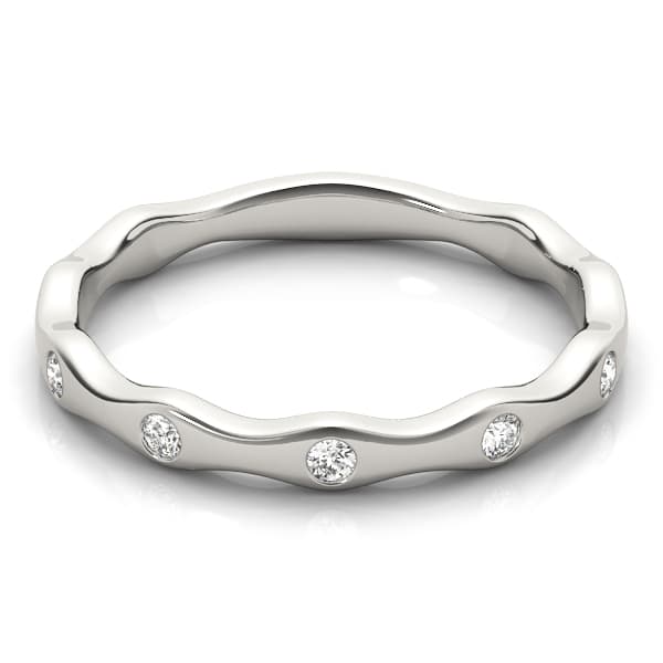 Bezel Set Stackable Band (1/8 ct. tw.), On hand view in white gold or platinum