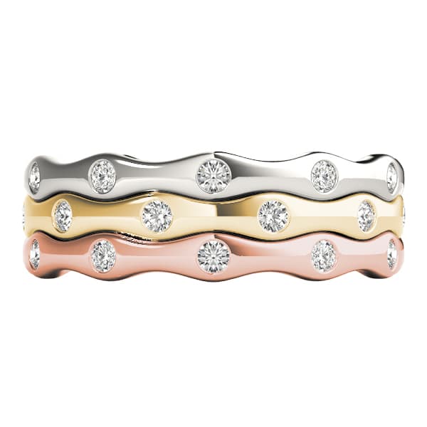 Bezel Set Stackable Band (1/8 ct. tw.), Top view in white gold or platinum