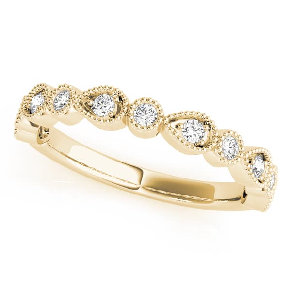 Alternating Pear & Round Diamond Band (0.16 ct. tw.), Front view in yellow gold