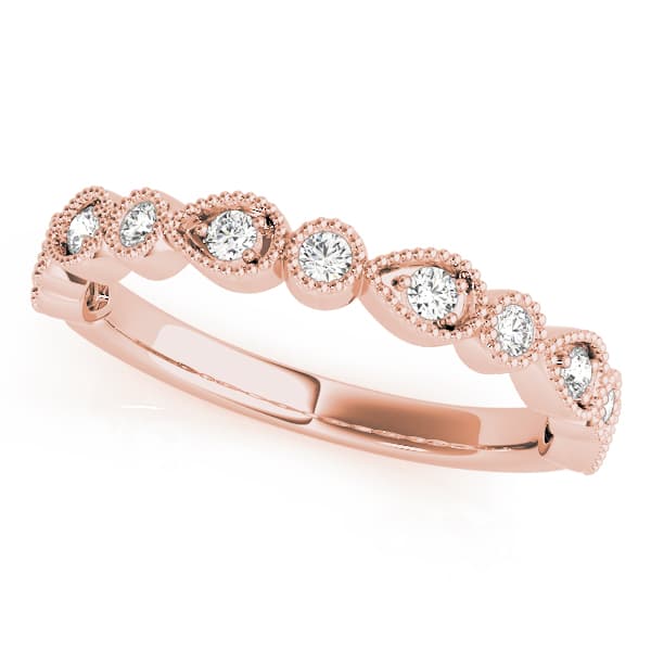 Alternating Pear & Round Diamond Band (0.16 ct. tw.), Front view in rose gold