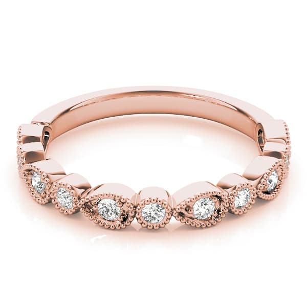 Alternating Pear & Round Diamond Band (0.16 ct. tw.), On hand view in rose gold