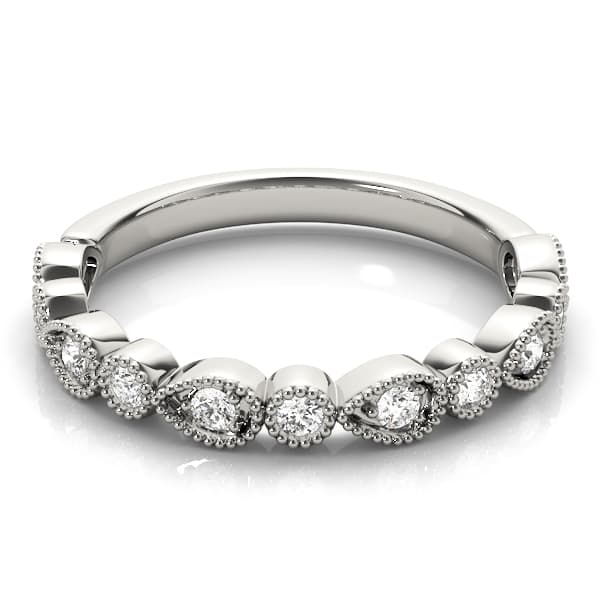 Alternating Pear & Round Diamond Band (0.16 ct. tw.), On hand view in white gold or platinum