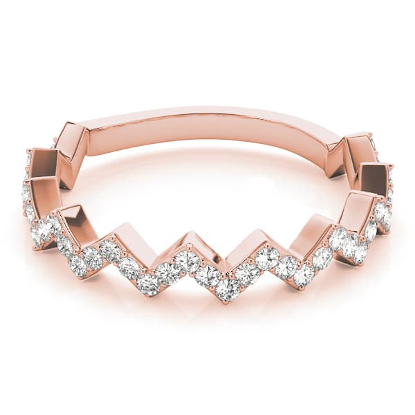 Stackable Prong Set Zigzag Band (1/3 ct. tw.), On hand view in rose gold