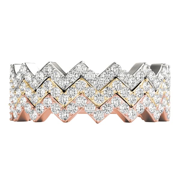 Stackable Prong Set Zigzag Band (1/3 ct. tw.), Top view in white gold or platinum