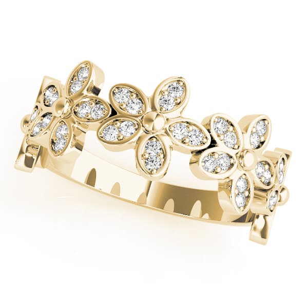 Nature Inspired Floral Shape Stackable Fashion Ring (1/4 ct. tw.), Front view in yellow gold