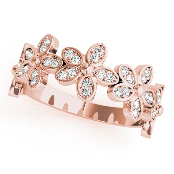 Nature Inspired Floral Shape Stackable Fashion Ring (1/4 ct. tw.), Front view in rose gold