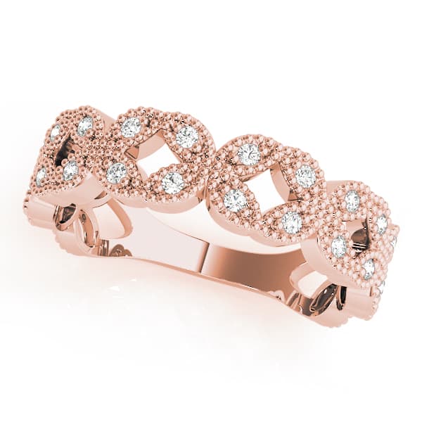 Vintage Milgrain Stackable Ring (1/8 ct. tw.), Front view in rose gold