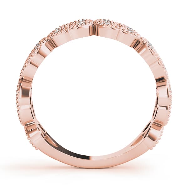Vintage Milgrain Stackable Ring (1/8 ct. tw.), Side view in rose gold