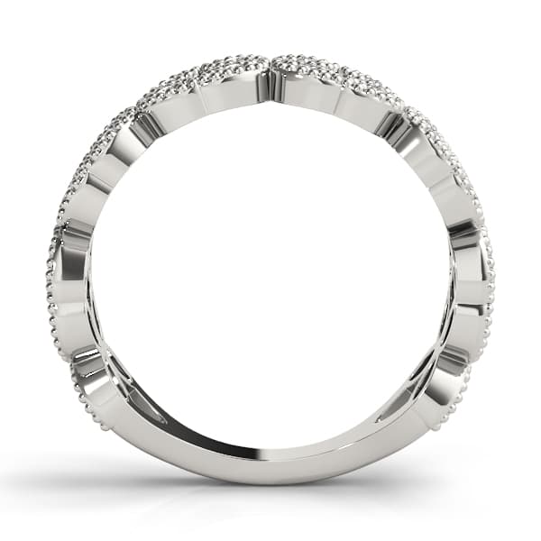 Vintage Milgrain Stackable Ring (1/8 ct. tw.), Side view in white gold or platinum