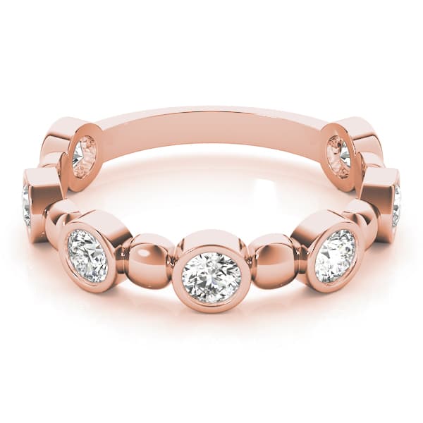 Bezel Set Stackable Ring (0.56 ct. tw.), On hand view in rose gold