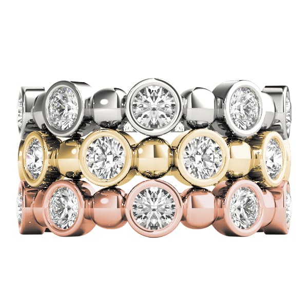 Bezel Set Stackable Ring (0.56 ct. tw.), Top view in white gold or platinum
