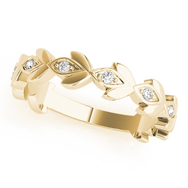 Nature Inspired Floral Shape Stackable Ring (0.1 ct. tw.), Front view in yellow gold