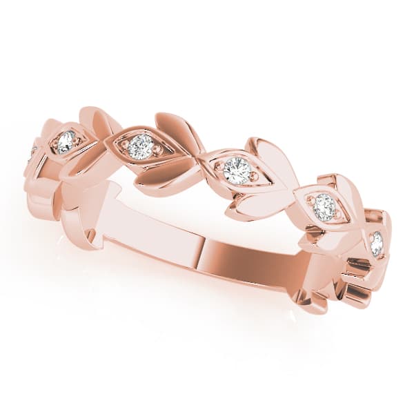 Nature Inspired Floral Shape Stackable Ring (0.1 ct. tw.), Front view in rose gold