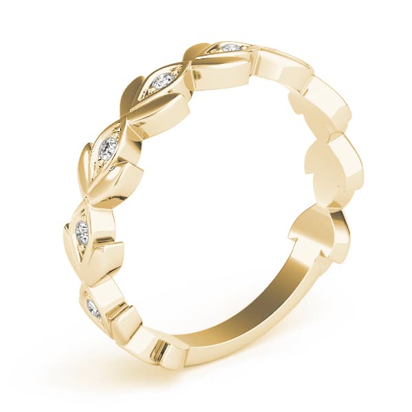 Nature Inspired Floral Shape Stackable Ring (0.1 ct. tw.), Angle view in yellow gold
