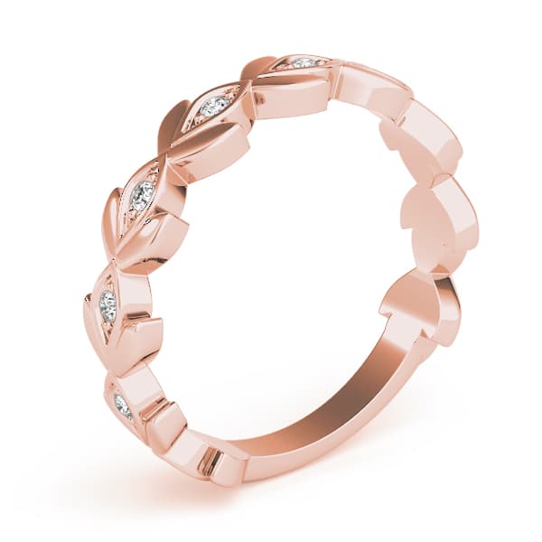 Nature Inspired Floral Shape Stackable Ring (0.1 ct. tw.), Angle view in rose gold