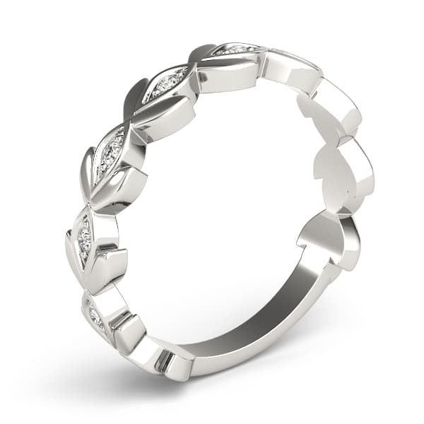 Nature Inspired Floral Shape Stackable Ring (0.1 ct. tw.), Angle view in white gold or platinum