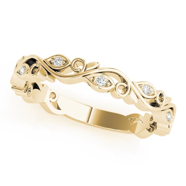 Nature Inspired Floral Stackable Fashion Band (0.05 ct. tw.), Front view in yellow gold