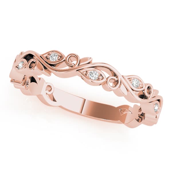 Nature Inspired Floral Stackable Fashion Band (0.05 ct. tw.), Front view in rose gold