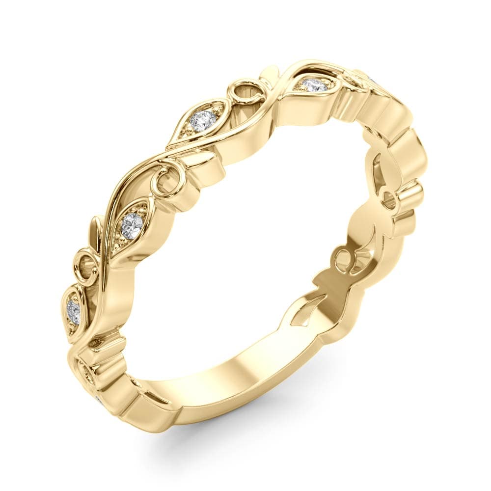 Nature Inspired Floral Stackable Fashion Band (0.05 ct. tw.), Angle view in yellow gold