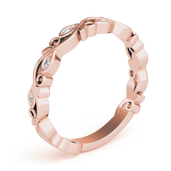 Nature Inspired Floral Stackable Fashion Band (0.05 ct. tw.), Angle view in rose gold