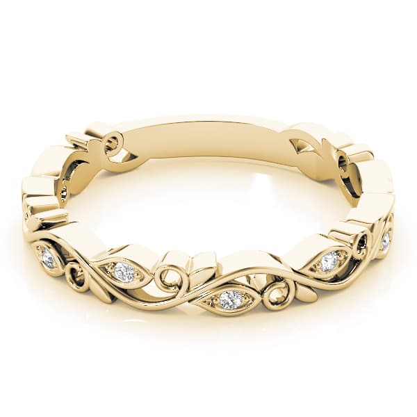Nature Inspired Floral Stackable Fashion Band (0.05 ct. tw.), On hand view in yellow gold