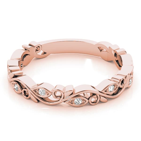 Nature Inspired Floral Stackable Fashion Band (0.05 ct. tw.), On hand view in rose gold