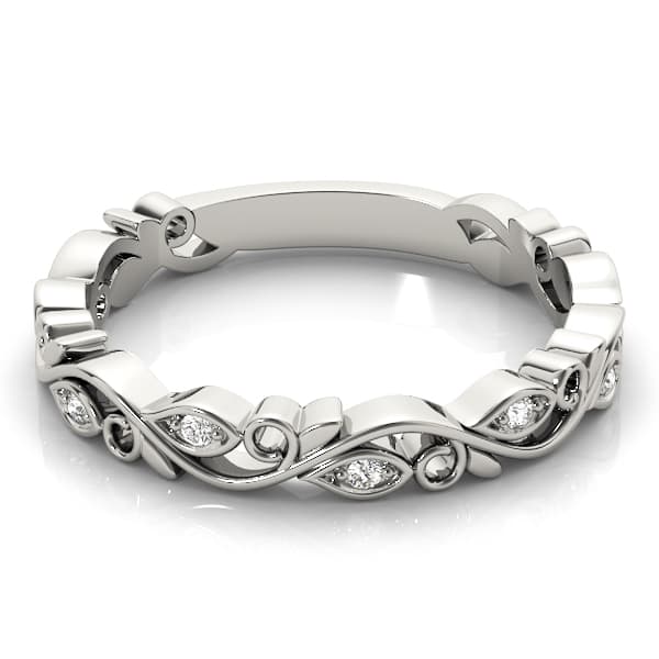 Nature Inspired Floral Stackable Fashion Band (0.05 ct. tw.), On hand view in white gold or platinum