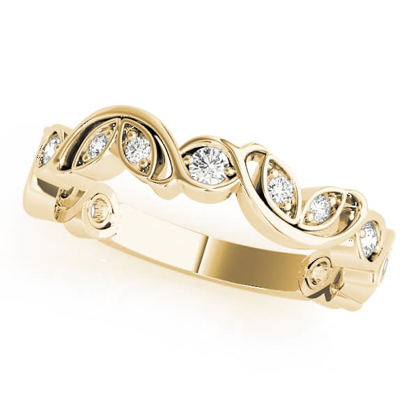 Nature Inspired Floral Stackable Wedding Bands (1/4 ct. tw.), Front view in yellow gold