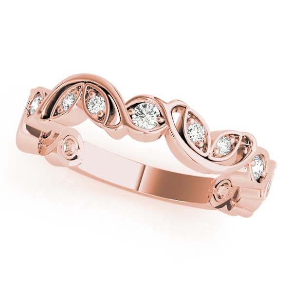 Nature Inspired Floral Stackable Wedding Bands (1/4 ct. tw.), Front view in rose gold