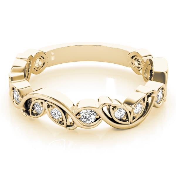 Nature Inspired Floral Stackable Wedding Bands (1/4 ct. tw.), On hand view in yellow gold