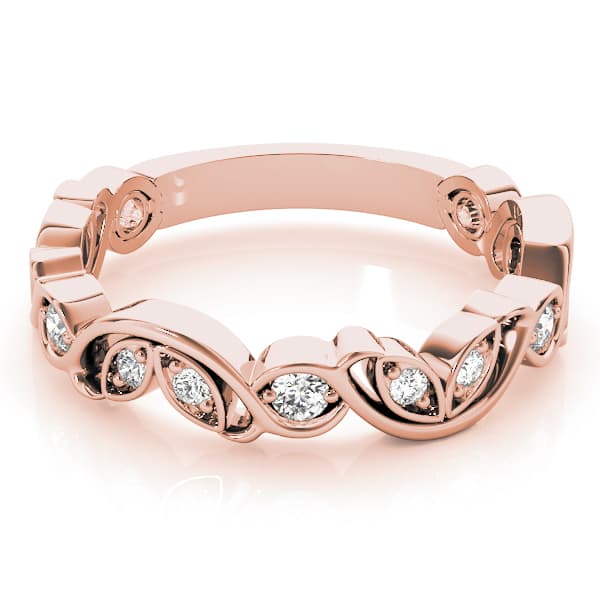 Nature Inspired Floral Stackable Wedding Bands (1/4 ct. tw.), On hand view in rose gold