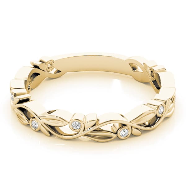 Nature Inspired Stackable Ring (0.04 ct. tw.), On hand view in yellow gold