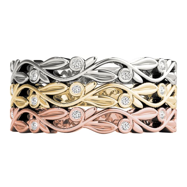 Nature Inspired Stackable Ring (0.04 ct. tw.), Top view in white gold or platinum