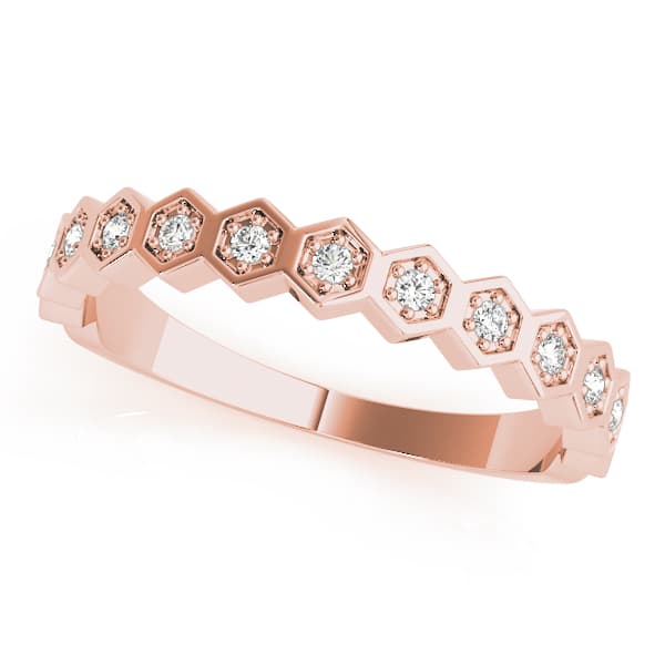 Hexagon Shaped Stackable Wedding Bands (0.1 ct. tw.), Front view in rose gold